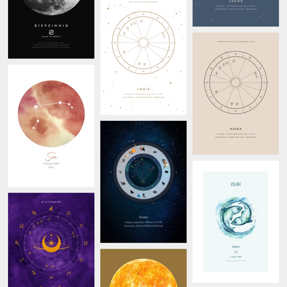 Gepersonaliseerde Astrologie Prints...